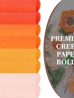 NIP Whaline 8 Rolls 65.6ft Orange Crepe Paper Streamers 25 x 250cm 4 Colors